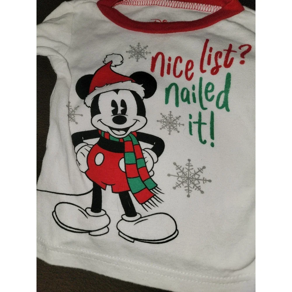 Disney mickey mouse holiday Christmas nice list nailed it pajamas size 18 months